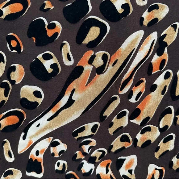 Lady Noiz Women's 3/4 Ruffle Sleeve V-Neck Brown Cheetah Dress Size XL GUC - Picture 6 of 8